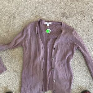 Elegant Mauve Button-Up Cardigan